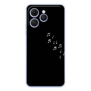 Чехол с картинками на черном фоне для Tecno Spark 40 (Ноты)