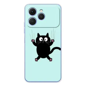 Силиконовый чехол с котиком для Tecno Spark 40 (Падающий кот)