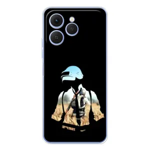 Силиконовый чехол с картинкой "Герой Pubg" на Tecno Spark 40 (Пубг мен)