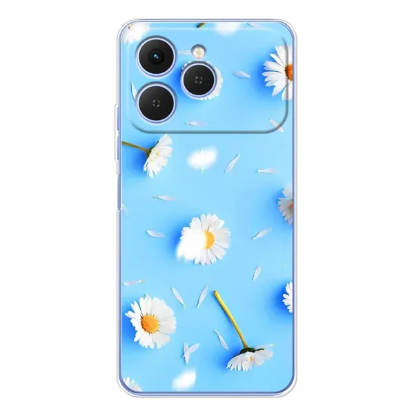 Чехол с рисунком «ромашки на голубом» для TECNO Spark 40