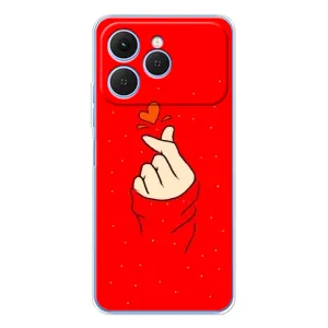 Чехлы (Знак сердечка) на Tecno Spark 40 (Сердце на красном)