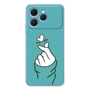 Чехлы (Знак сердечка) на Tecno Spark 40 (Сердечко на бирюзовом)