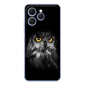 Чехлы с принтом СОВЫ для Tecno Spark 40 (Сова на чёрном)
