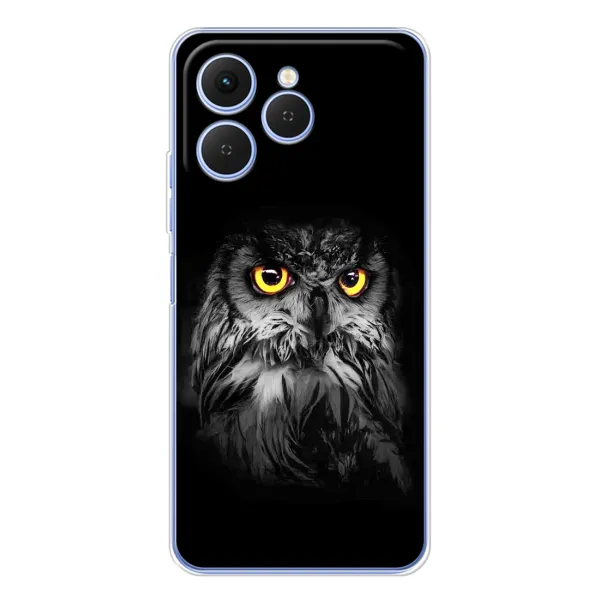 Чехол с рисунком «Сова на чёрном» для TECNO Spark 40 Чехол с рисунком «Сова на чёрном» для TECNO Spark 40