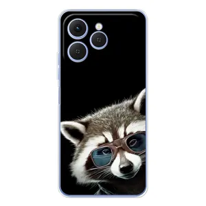 Силиконовый Чехол с Енотами на Tecno Spark 40 (Стильный Енот)