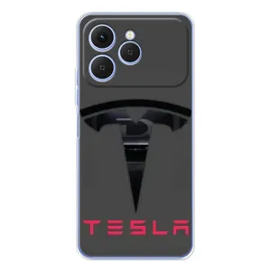 Силиконовый бампер с картинкой машины на Tecno Spark 40 (Logo TESLA)