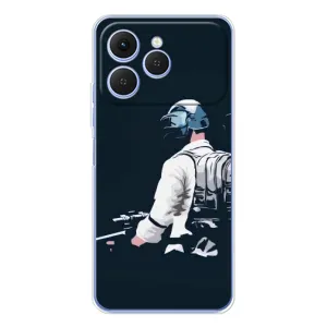 Силиконовый чехол с картинкой "Герой Pubg" на Tecno Spark 40 (В экиперовке)