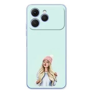 Силіконовый Чохол на Tecno Spark 40 з картинкой Модных девушек (В шапці)
