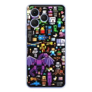 Чехол майнкрафт для Tecno Spark 40 (Все персонажи)
