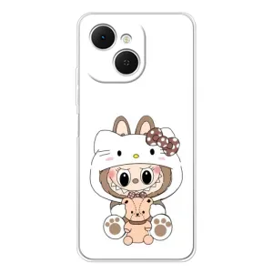 Чехол с принтом Лабубу для TECNO Spark 40C (Белый Лабубу)