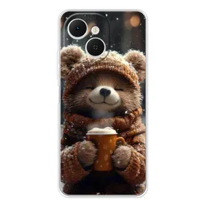 Печатный чехол «Зверята с кофе» для TECNO Spark 40C (Медвежонок с кофе)