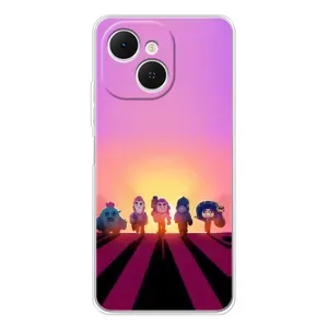Силиконовый Чехол на TECNO Spark 40C с картинкой Brawl Stars (Персонажи в закате)