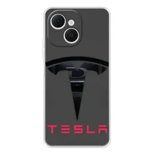 Силиконовый бампер с картинкой машины на TECNO Spark 40C (Logo TESLA)
