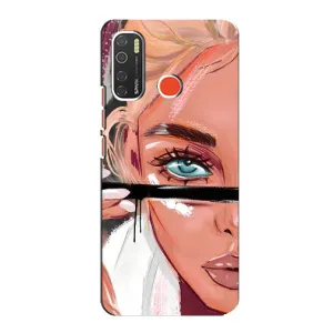 Силіконовый Чохол на TECNO Spark 5 Pro з картинкой Модных девушек (Дівчина та вії)