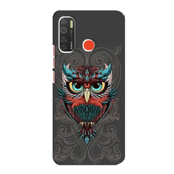 Чехол с рисунком «Сова на сером» для TECNO Spark 5 Pro