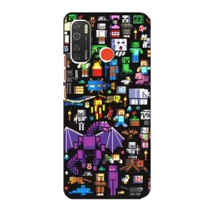 Чехол майнкрафт для TECNO Spark 5 Pro (Все персонажи)