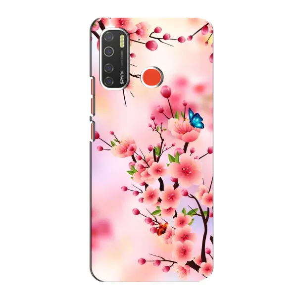 Чехол с рисунком «Бабочки на сакуре» для TECNO Spark 5