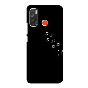 Чехол с картинками на черном фоне для TECNO Spark 5 (Ноты)