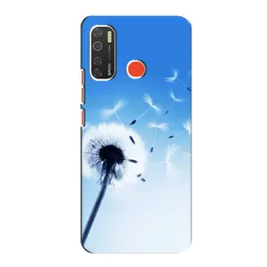 Силиконовый Чехол с одуванчиками на TECNO Spark 5 (Одуванчик на голубом)