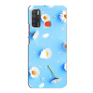 Чохол з Квітами для TECNO Spark 5 (ромашки на блакитному)