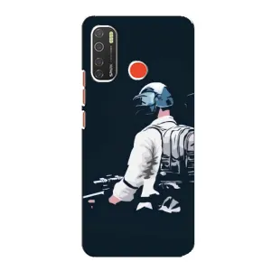 Силиконовый чехол с картинкой "Герой Pubg" на TECNO Spark 5 (В экиперовке)