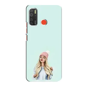 Силиконовый Чехол на TECNO Spark 5 с картинкой Стильных Девушек (В шапке)