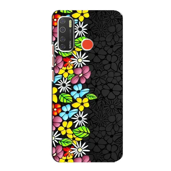 Чехол с рисунком «Яркие цветы на черном» для TECNO Spark 5 Чехол с рисунком «Яркие цветы на черном» для TECNO Spark 5
