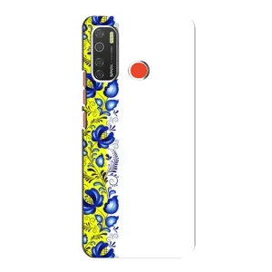 Силіконовый Чохол на TECNO Spark 5 з картинкой Вишиванки (Жовто-біла вишиванка)