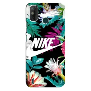 Силіконовый Чохол на TECNO Spark 6 GO (KE5) з картинкою НАЙК (Квітковий Nike)