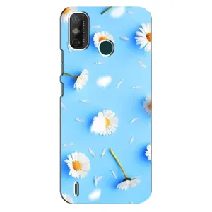Чехол с Цветами для TECNO Spark 6 GO (KE5) (ромашки на голубом)