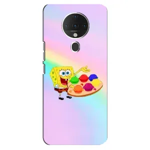 Силиконовый чехол Спанч Боб на Техно Спарк 6 (Бургеры)