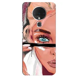 Силиконовый Чехол на TECNO Spark 6 с картинкой Стильных Девушек (Девушка и ресницы)