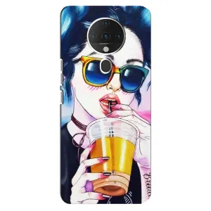 Чехол с картинкой Модные Девчонки TECNO Spark 6 (Девушка с коктейлем)