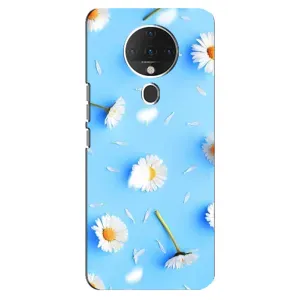 Чехол с Цветами для TECNO Spark 6 (ромашки на голубом)