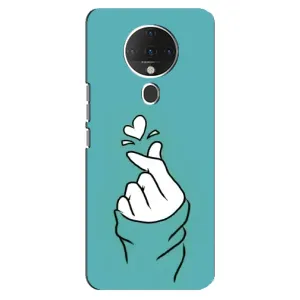Чехлы (Знак сердечка) на TECNO Spark 6 (Сердечко на бирюзовом)