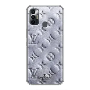 Текстурный Чехол Louis Vuitton для Техно Спарк 7 (Белый ЛВ)