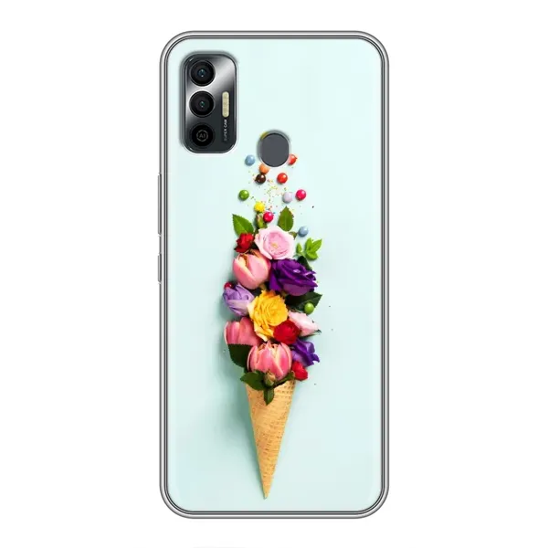 Чехол с рисунком «Цветок-мороженное» для TECNO Spark 7 (KF6n) Чехол с рисунком «Цветок-мороженное» для TECNO Spark 7 (KF6n)