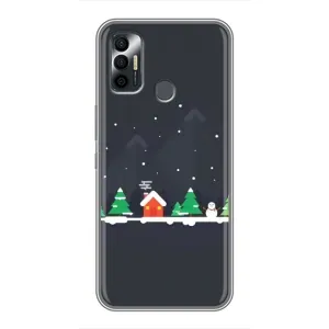 Силиконовый бампер на рождество для TECNO Spark 7 (KF6n) (Город зимний)