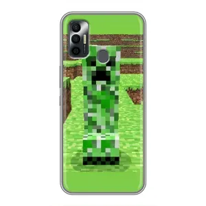 Чехлы для TECNO Spark 7 (KF6n) (Персонажи Майн Крафт) (Крипер 2)