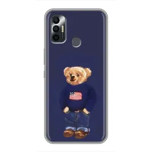 Чехлы Мишка Тедди для Техно Спарк 7 (Мишка USA)