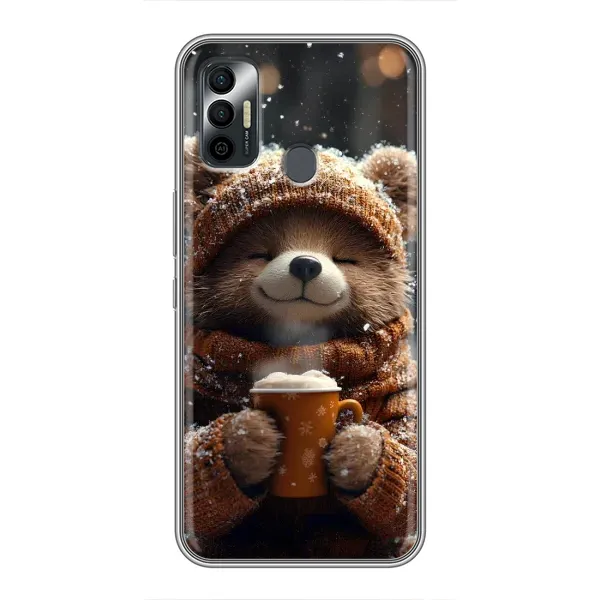 Чехол с рисунком «Медвежонок с кофе» для TECNO Spark 7 (KF6n) Чехол с рисунком «Медвежонок с кофе» для TECNO Spark 7 (KF6n)