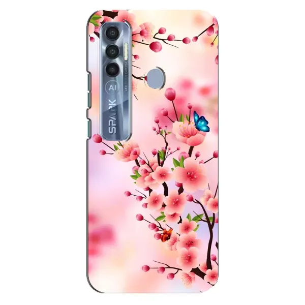 Чехол с рисунком «Бабочки на сакуре» для TECNO Spark 7 Pro Чехол с рисунком «Бабочки на сакуре» для TECNO Spark 7 Pro