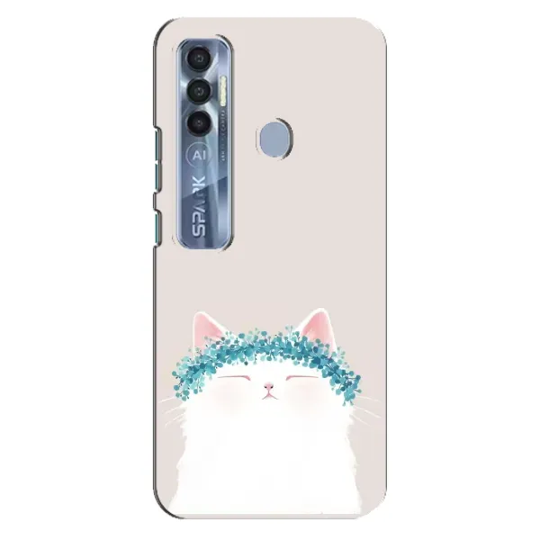 Чехол с рисунком «Белый котик» для TECNO Spark 7 Pro