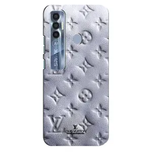 Текстурный Чехол Louis Vuitton для Техно Спарк 7 Про (Белый ЛВ)