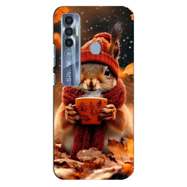 Чехол с рисунком «Белка с кофе» для TECNO Spark 7 Pro Чехол с рисунком «Белка с кофе» для TECNO Spark 7 Pro
