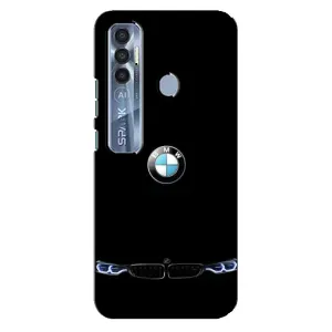 Силиконовый бампер с картинкой машины на TECNO Spark 7 Pro (Черный BMW)