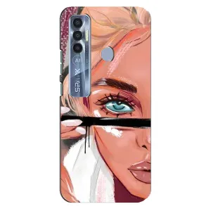 Силиконовый Чехол на TECNO Spark 7 Pro с картинкой Стильных Девушек (Девушка и ресницы)