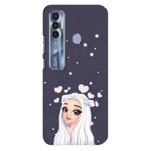 Чехол Стильные девушки на TECNO Spark 7 Pro (Девушка и сердечки)