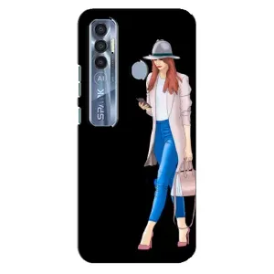 Чехол с картинкой Модные Девчонки TECNO Spark 7 Pro (Девушка со смартфоном)