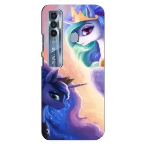 Чехол Unicorn на TECNO Spark 7 Pro (Единорожки на тучках)